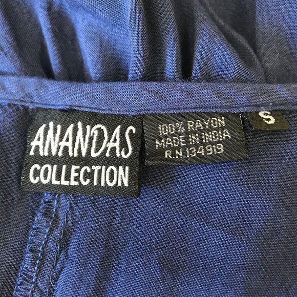 Anandas Women's Blue Floral V Neck Embroidered Casual Pullover Sun Dress Size S - Picture 6 of 8